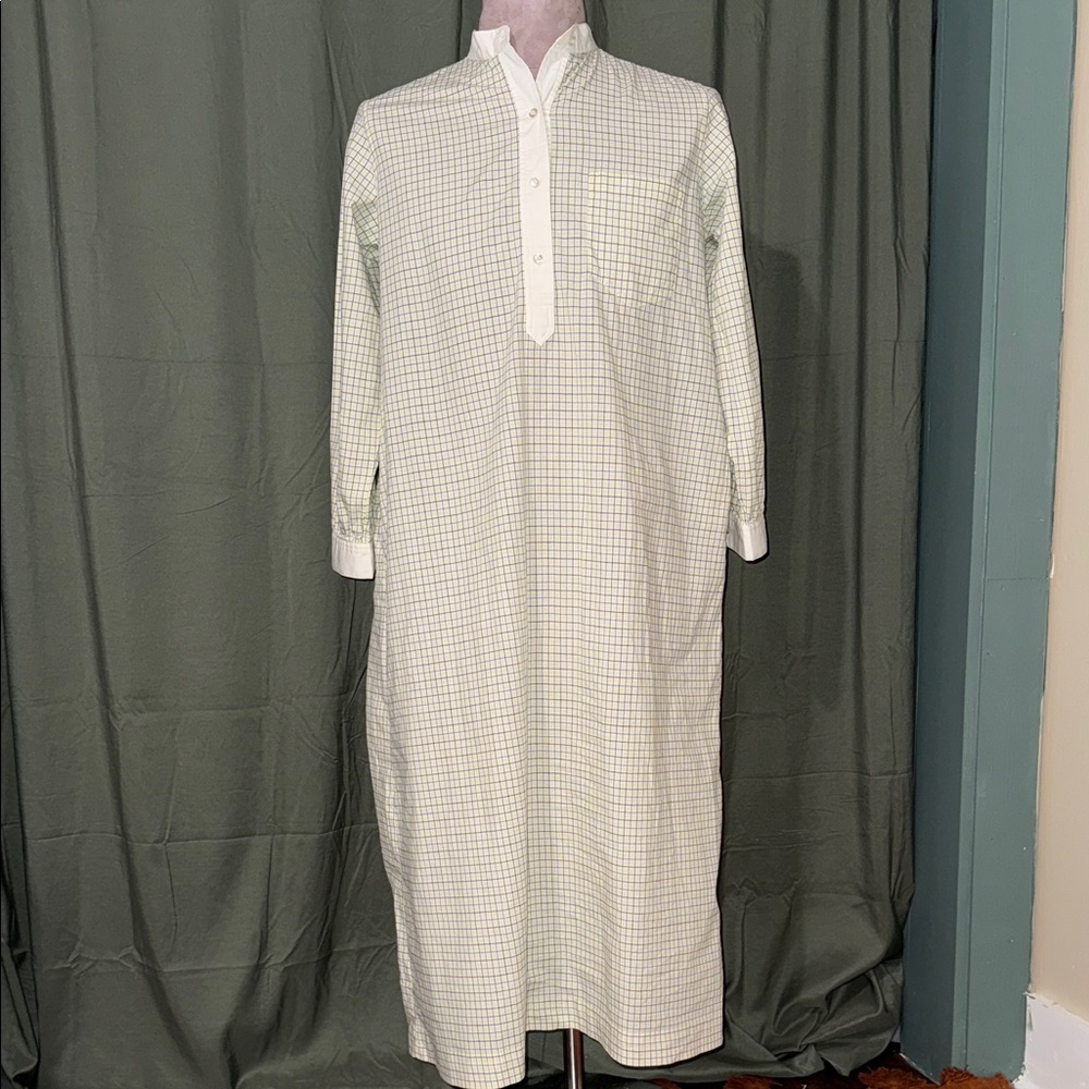 White and Green Checkered Long Sleeve Men’s Tunic